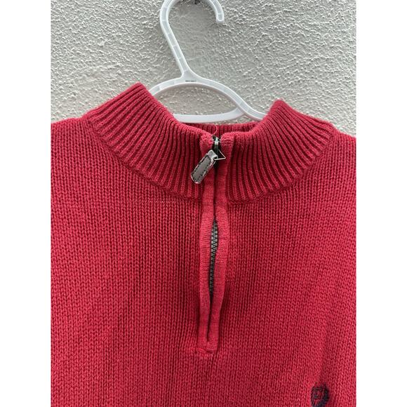 Chaps Mens Sweater Size XL Red Knit Quarter Zip Long Sleeve - Picture 3 of 11